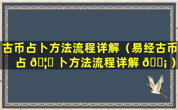 古币占卜方法流程详解（易经古币占 🦉 卜方法流程详解 🐡 ）